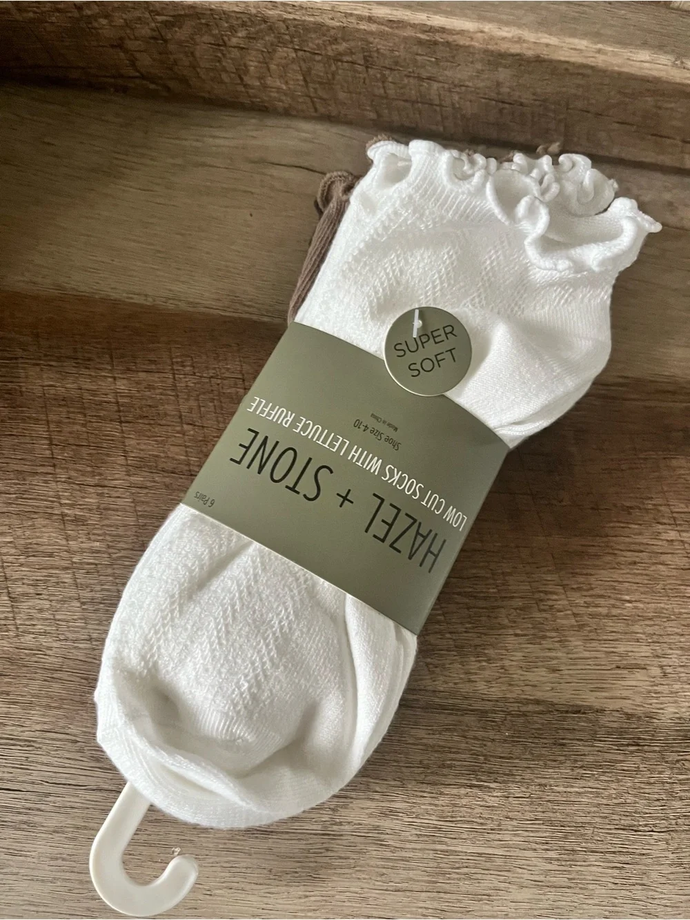 Ruffled Ankle Socks Pack - White & Brown - Kids